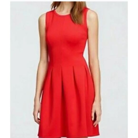 J.Crew Dress Womens 4 Red Pleated Mini A Line Scuba Tomato Girl - Picture 1 of 8